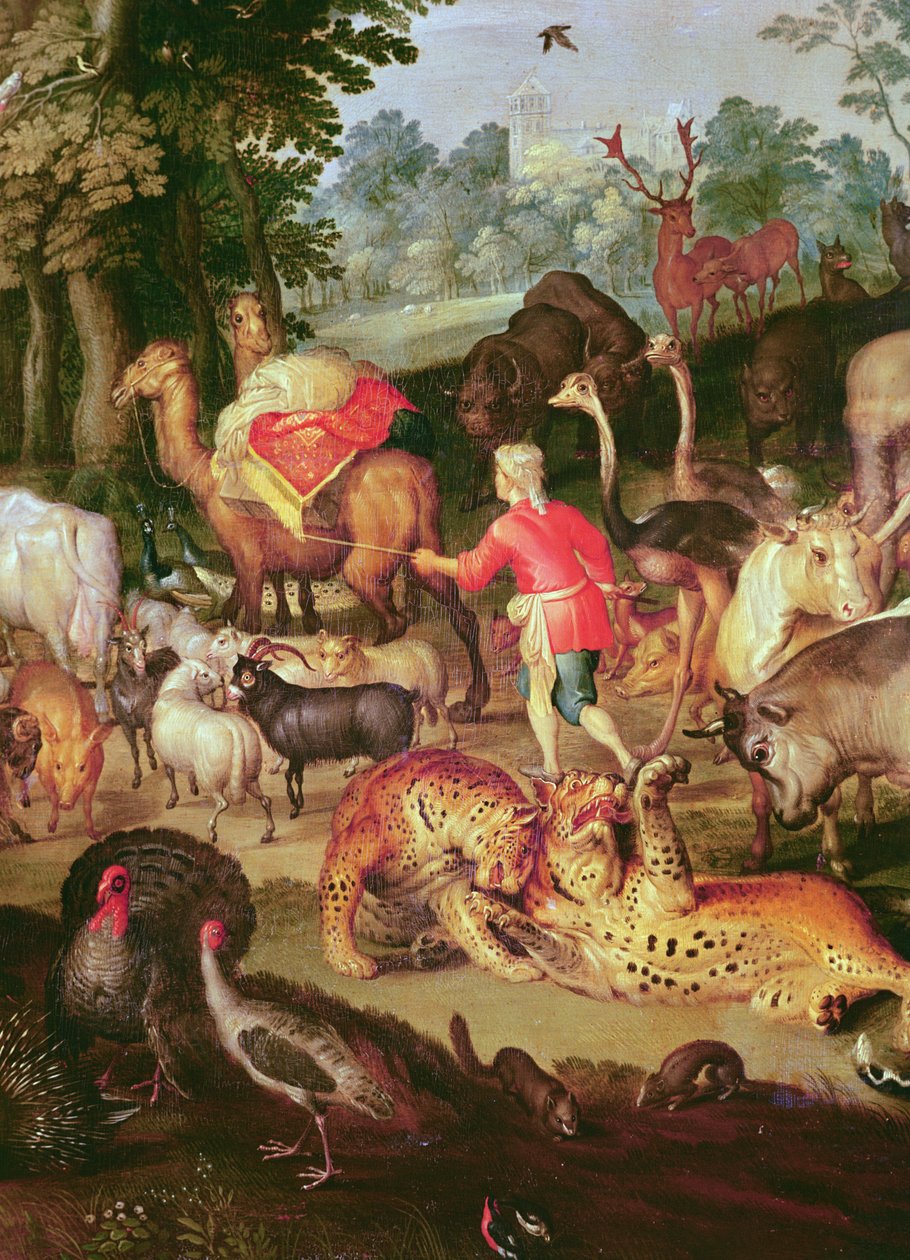 Earthly Paradise, detalj av høyre del, dyr i par olje på lerret av Jan the Elder Brueghel