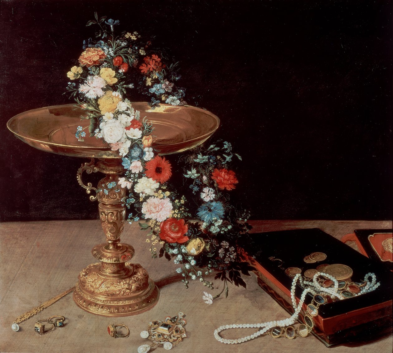 Stilleben med krans av Jan the Elder Brueghel