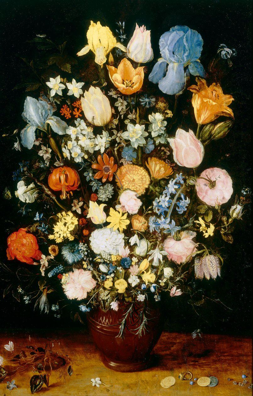 Vase med blomster, med iris av Jan the Elder Brueghel