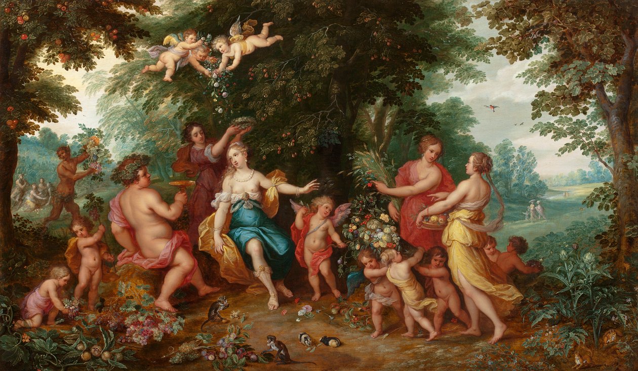 Allegori om overflod av Jan the Younger and Francken or Franck, Ambrosius II Brueghel