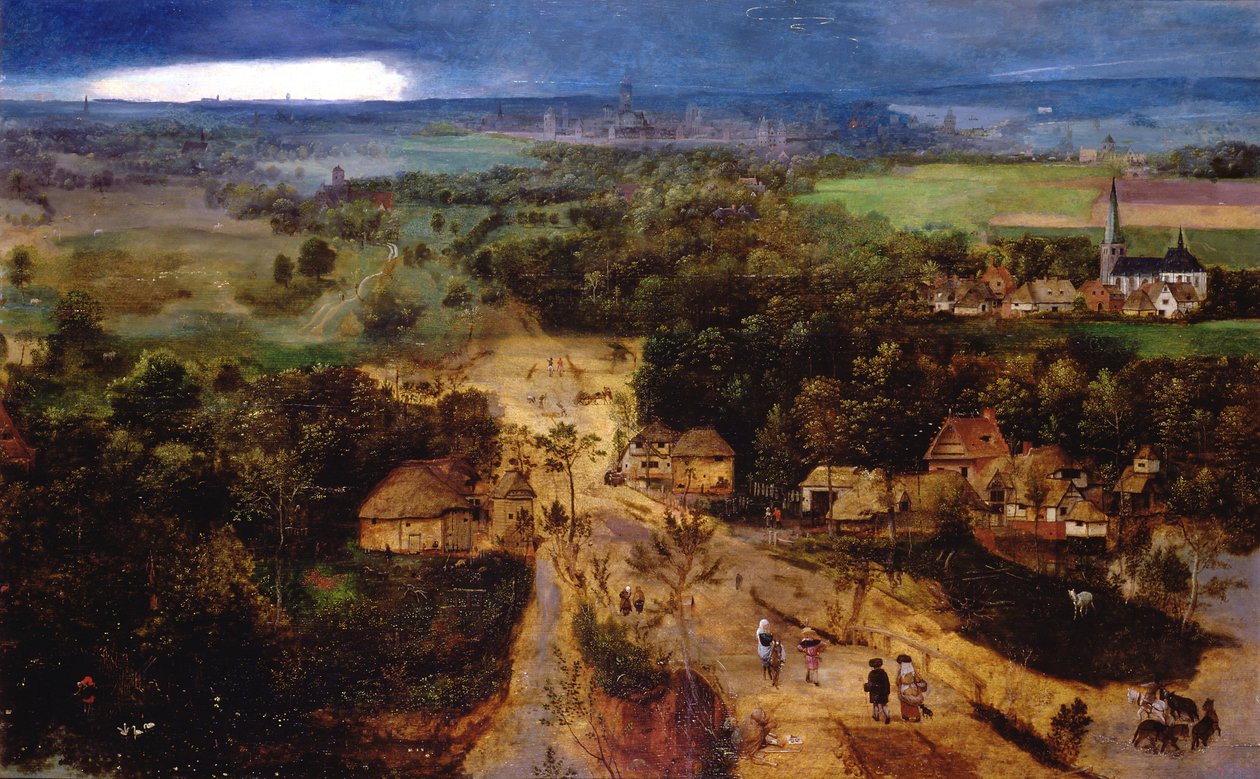 Landskap med flukten inn i Egypt, ca. 1530 av Jan van Amstel