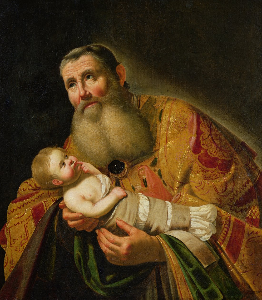 St. Simeon presenterer spedbarnet Kristus i tempelet av Jan van Bijlert or Bylert