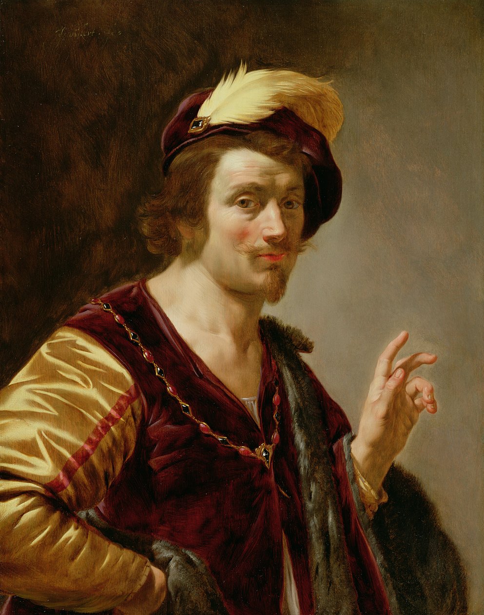 Forlovelsen: The Groom, ca. 1630 (par 42408) av Jan van Bijlert or Bylert