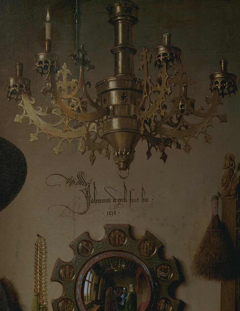 Portrettet av Giovanni? Arnolfini og hans kone Giovanna Cenami? Arnolfini Marriage 1434 olje på paneldetalj fra 1765 av Jan van Eyck