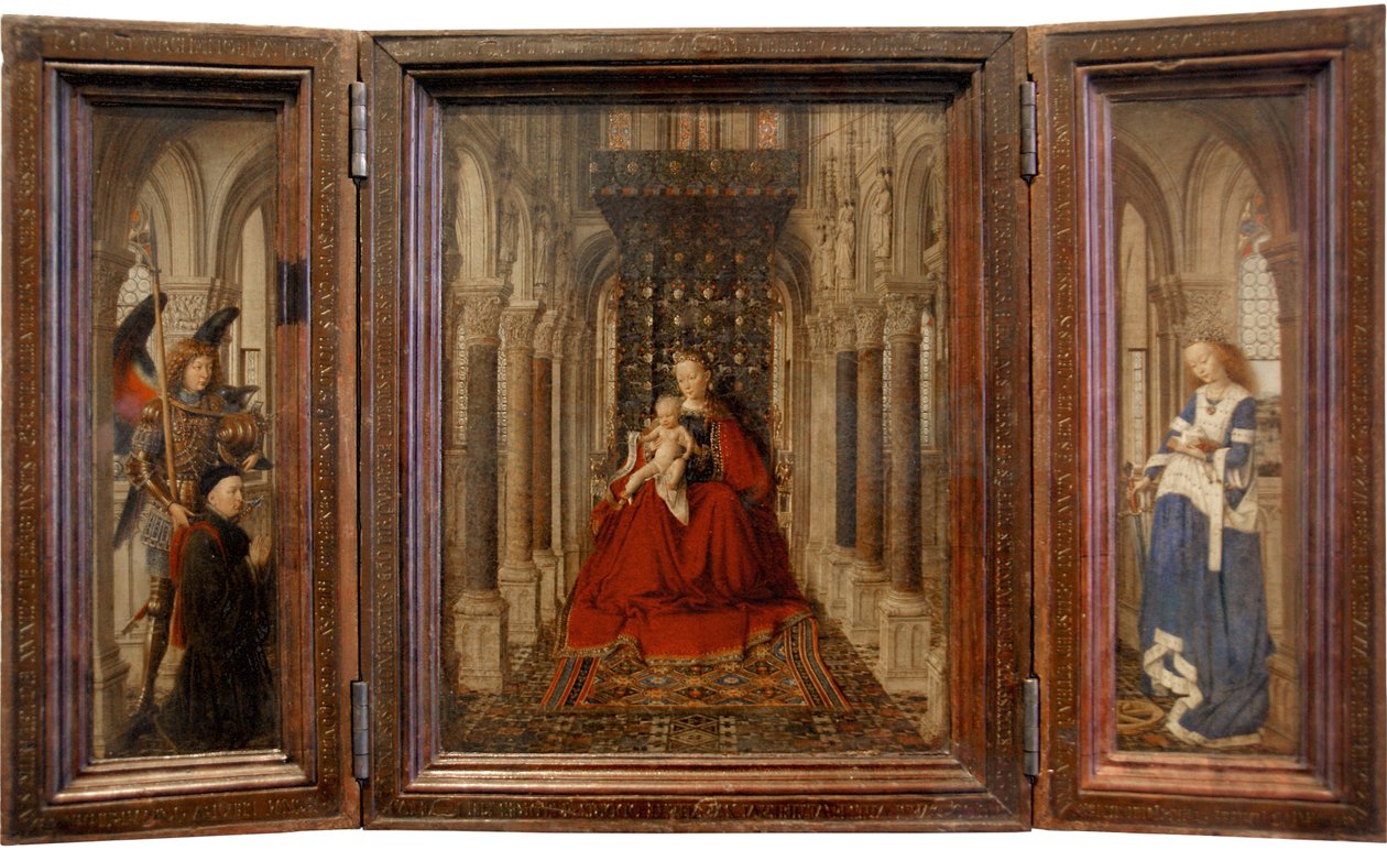 Jomfru og barn med St. Michael og St. Catherine og en donor av Jan van Eyck