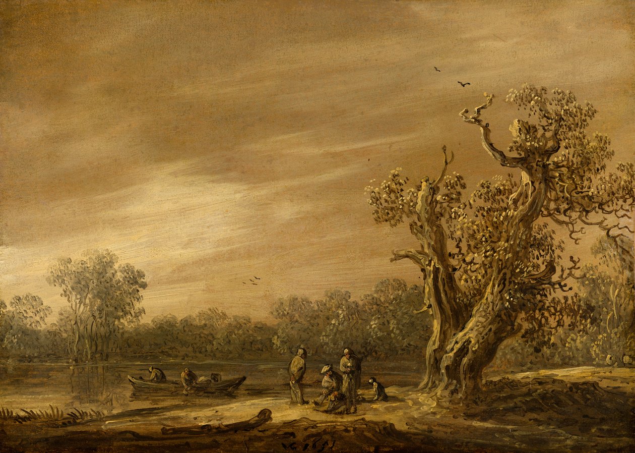 Fiskere på bredden av en innsjø av Jan Josephsz van Goyen