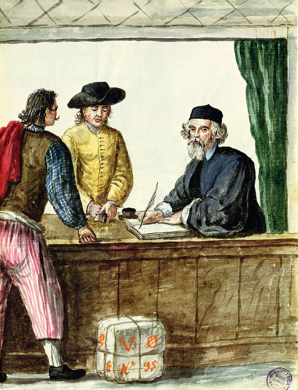 En jødisk butikkeier med to kunder av Jan van Grevenbroeck