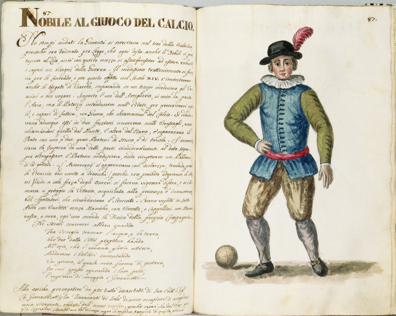 Adelsmann spiller fotball, venetiansk (manuskript) av Jan van Grevenbroeck