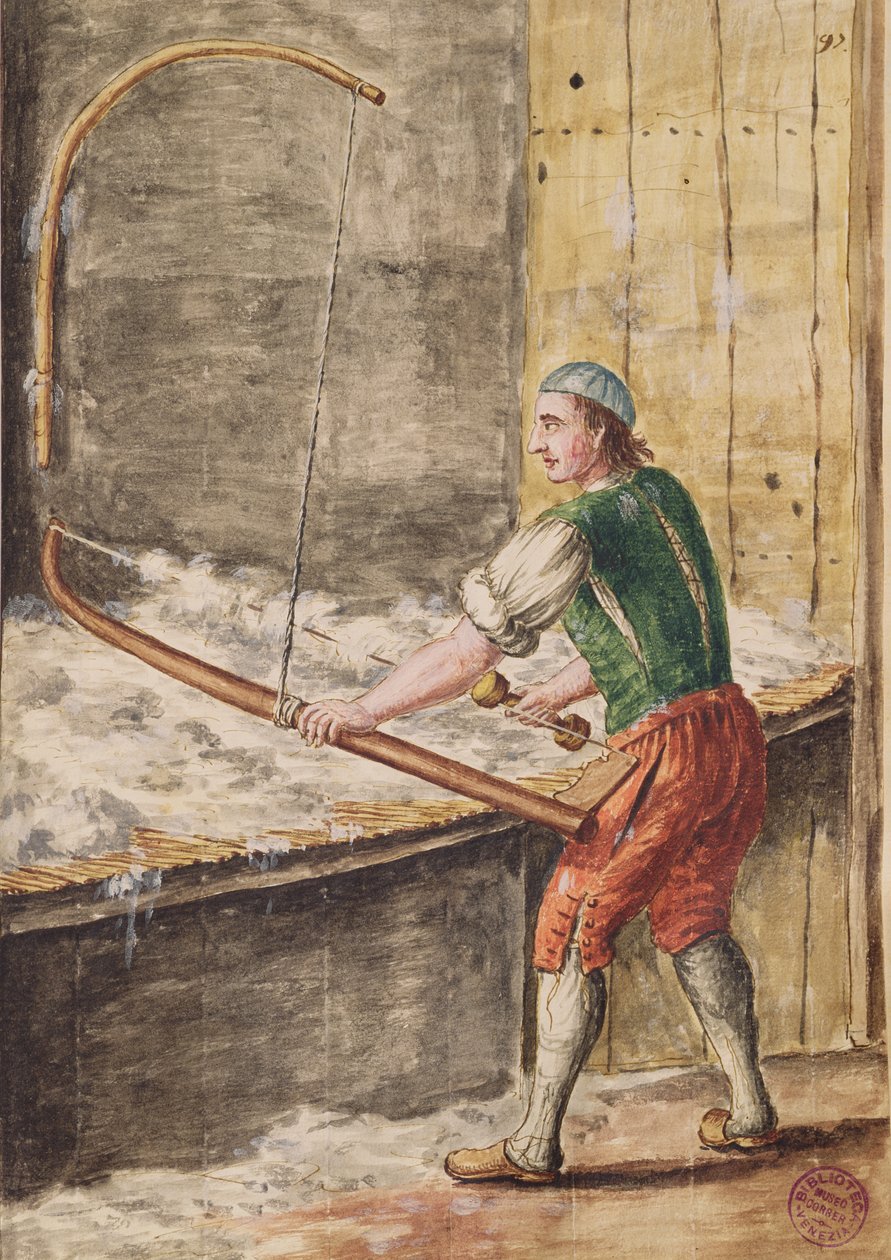 Spinnende bomull (penn og blekk og wc på papir) av Jan van Grevenbroeck