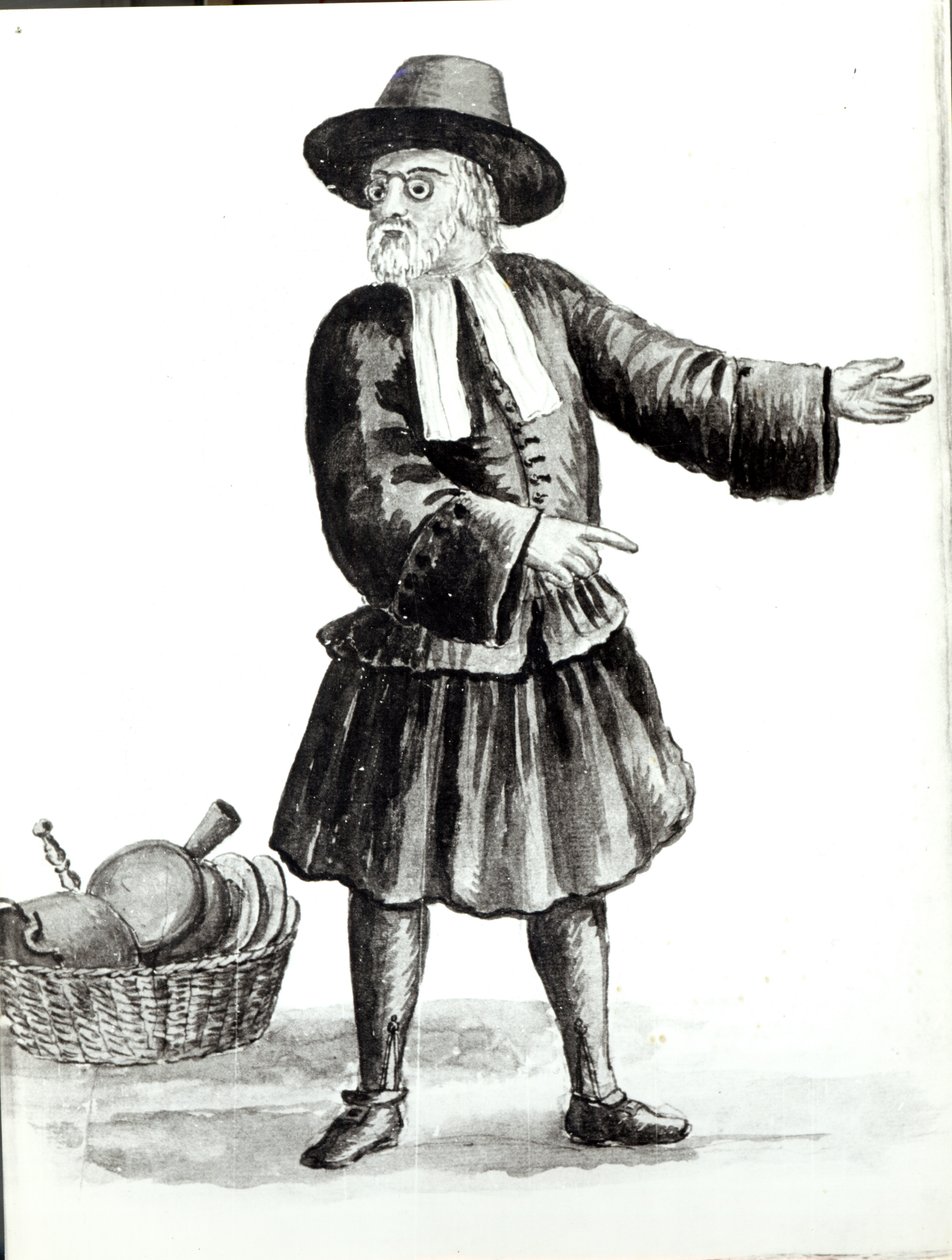 Kjøpmannen, David Lezzato Caddavano, fra 'The dresses of the Venetians' (se 188192 for medfølgende tekst) av Jan van Grevenbroeck