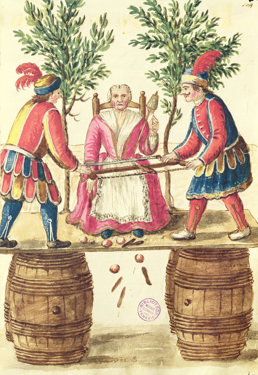 To venetianske magikere sager en kvinne i to (penn og blekk og wc på papir) av Jan van Grevenbroeck