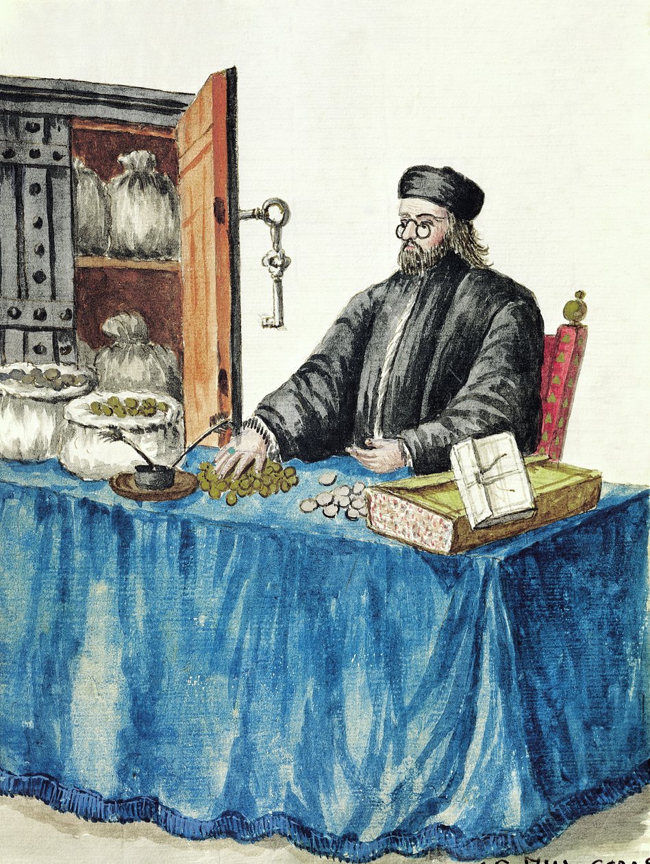 Venetian Moneylender, fra en illustrert bok med kostymer av Jan van Grevenbroeck
