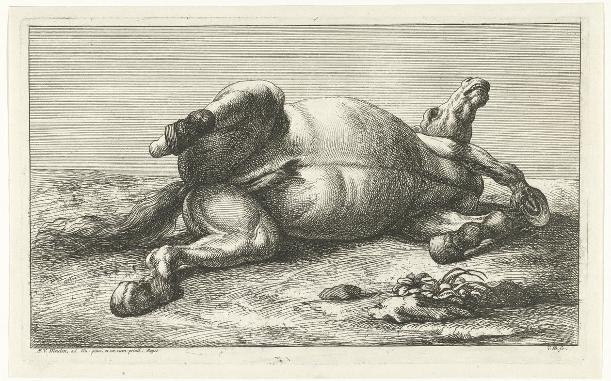 Hester drept i aksjon som ligger på ryggen av Jan van Huchtenburgh  