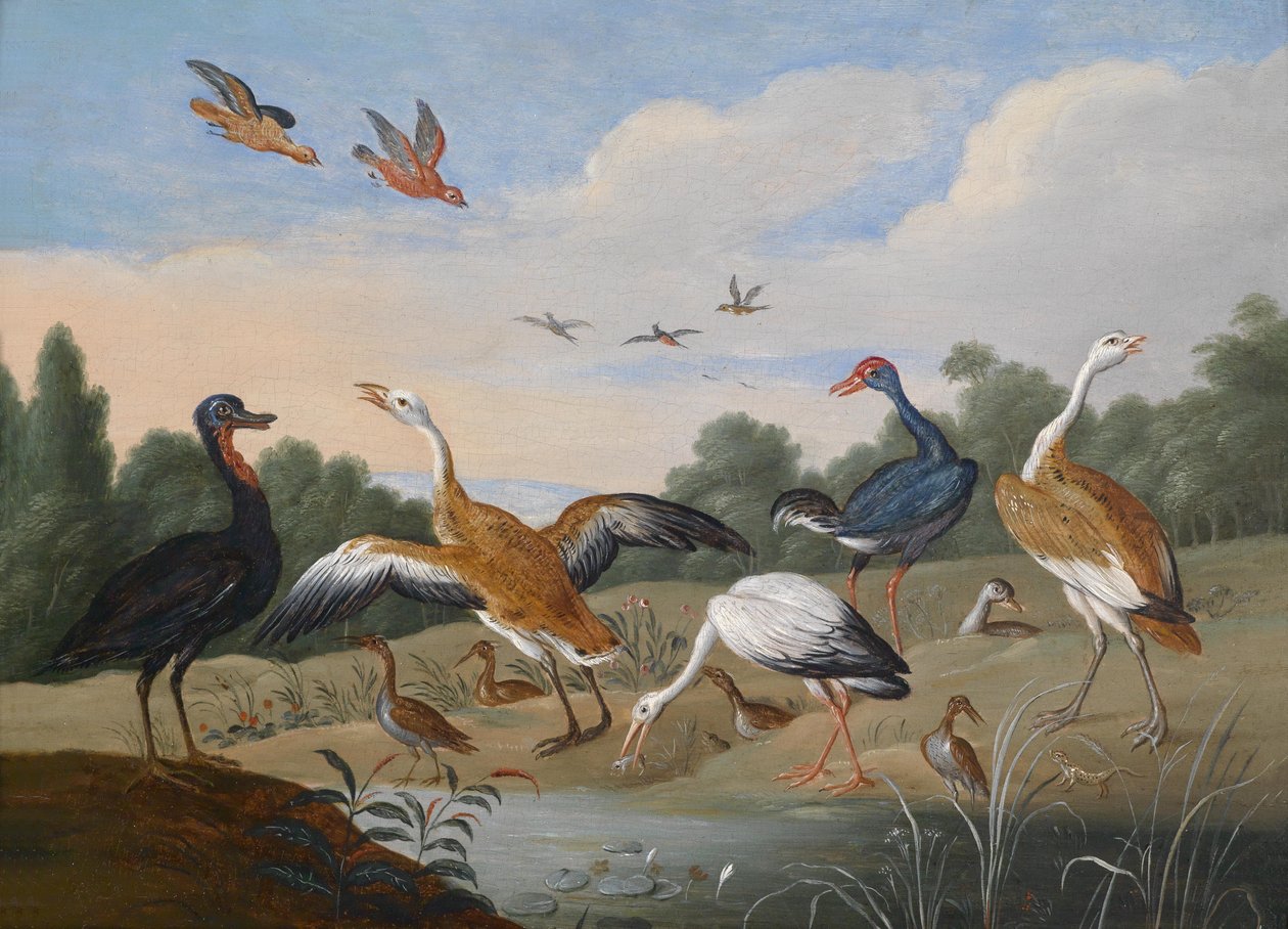 Hegger og ender på en elv av Jan van Kessel the Elder