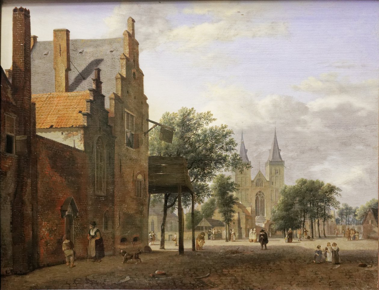 Saint-Victor-torget og kirken i Xanten av Jan van der Heyden