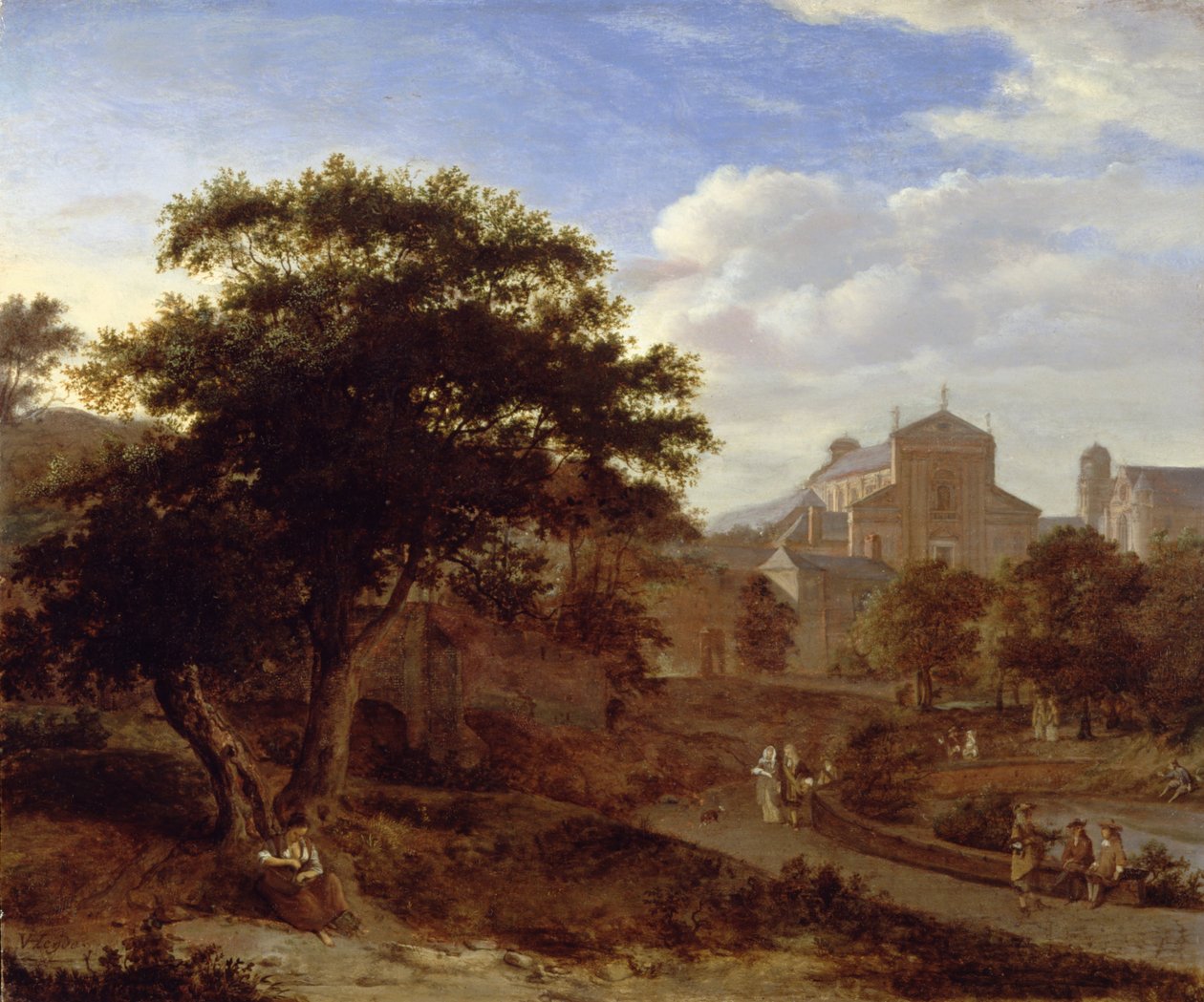 To kirker og en bymur av Jan van der Heyden