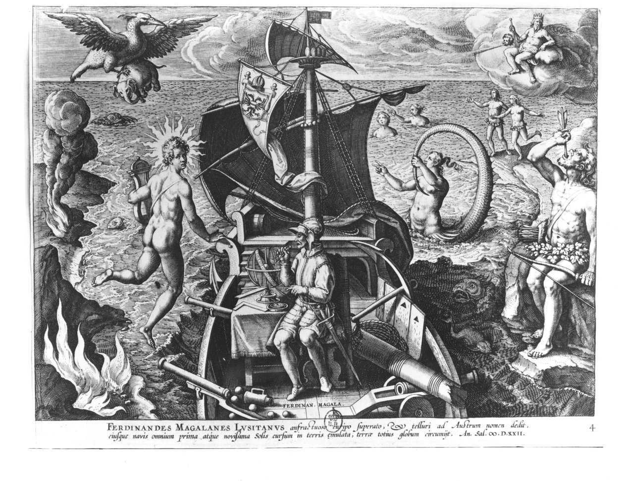 Ferdinand Magellan (ca. 1480-1521) om bord på karavellen sin, 1522 av Jan van der Straet