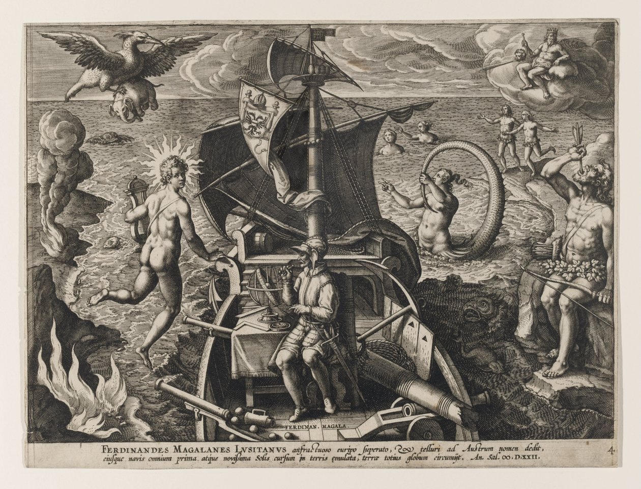 Ferdinando Magalanes, portugisisk, plate 4 fra America Revetio av Jan van der Straet