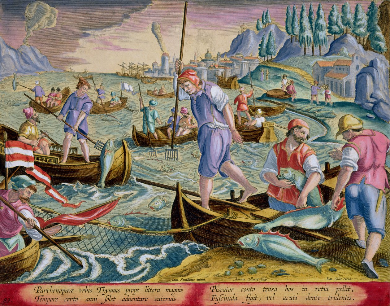 Fiske med garn og tridenter i Napolibukta, plate 89 fra 