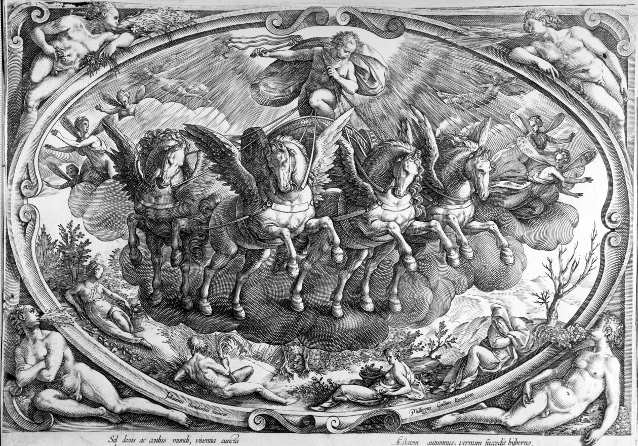 De fire årstider, gravert av Philip Galle, ca. 1580 av Jan van der Straet