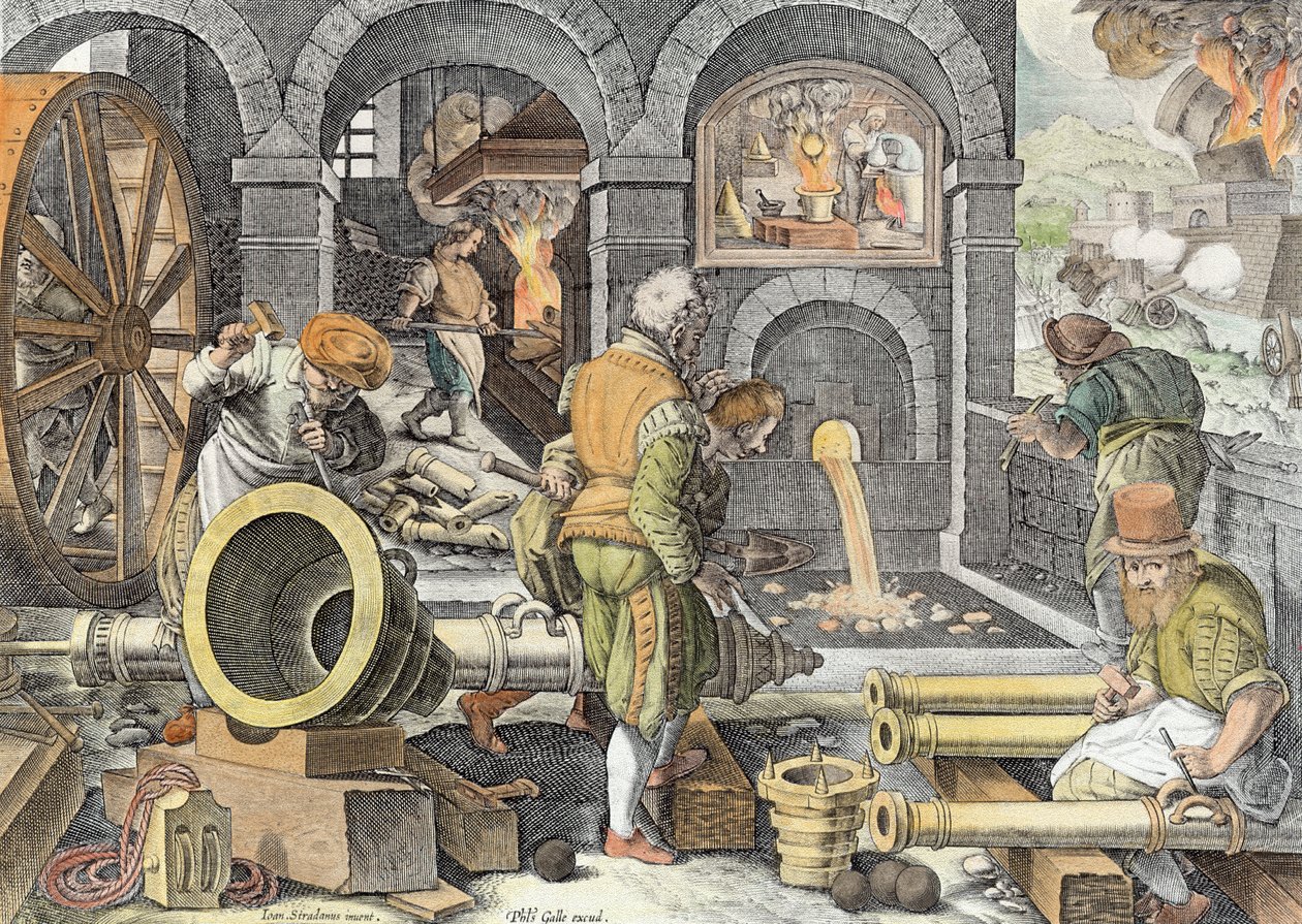 The Invention of Gunpowder and the First Casting of Bronse Cannon, plate 4 fra 