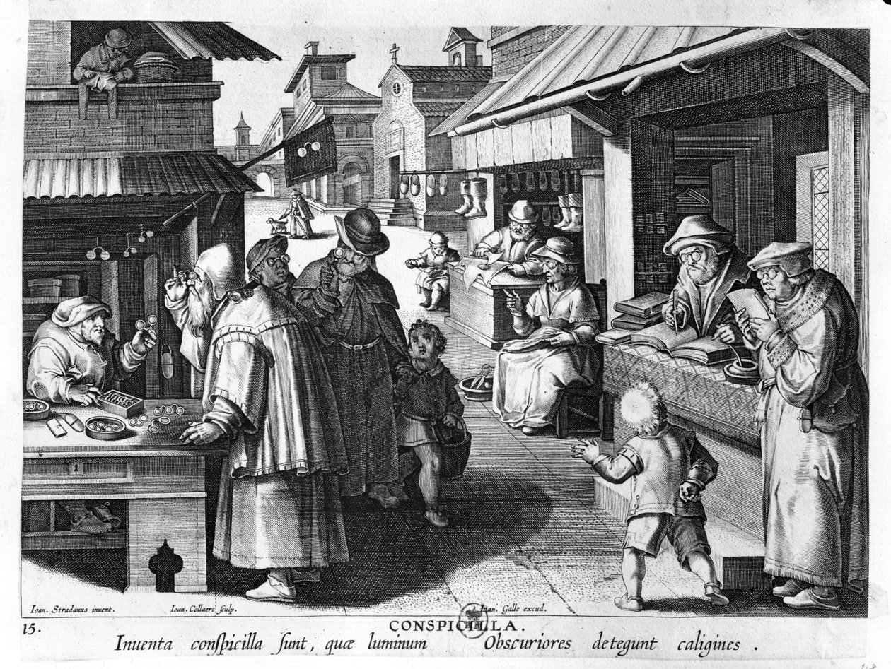 Brilleselgeren, gravert av Jan Collaert og Joan Galle (1600-76) av Jan van der Straet