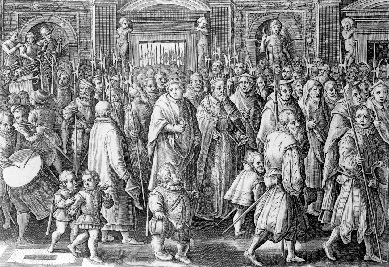 Tilbakekomsten av Cosimo I etter hans kroning, gravert av Philips Galle, 1583 av Jan van der Straet
