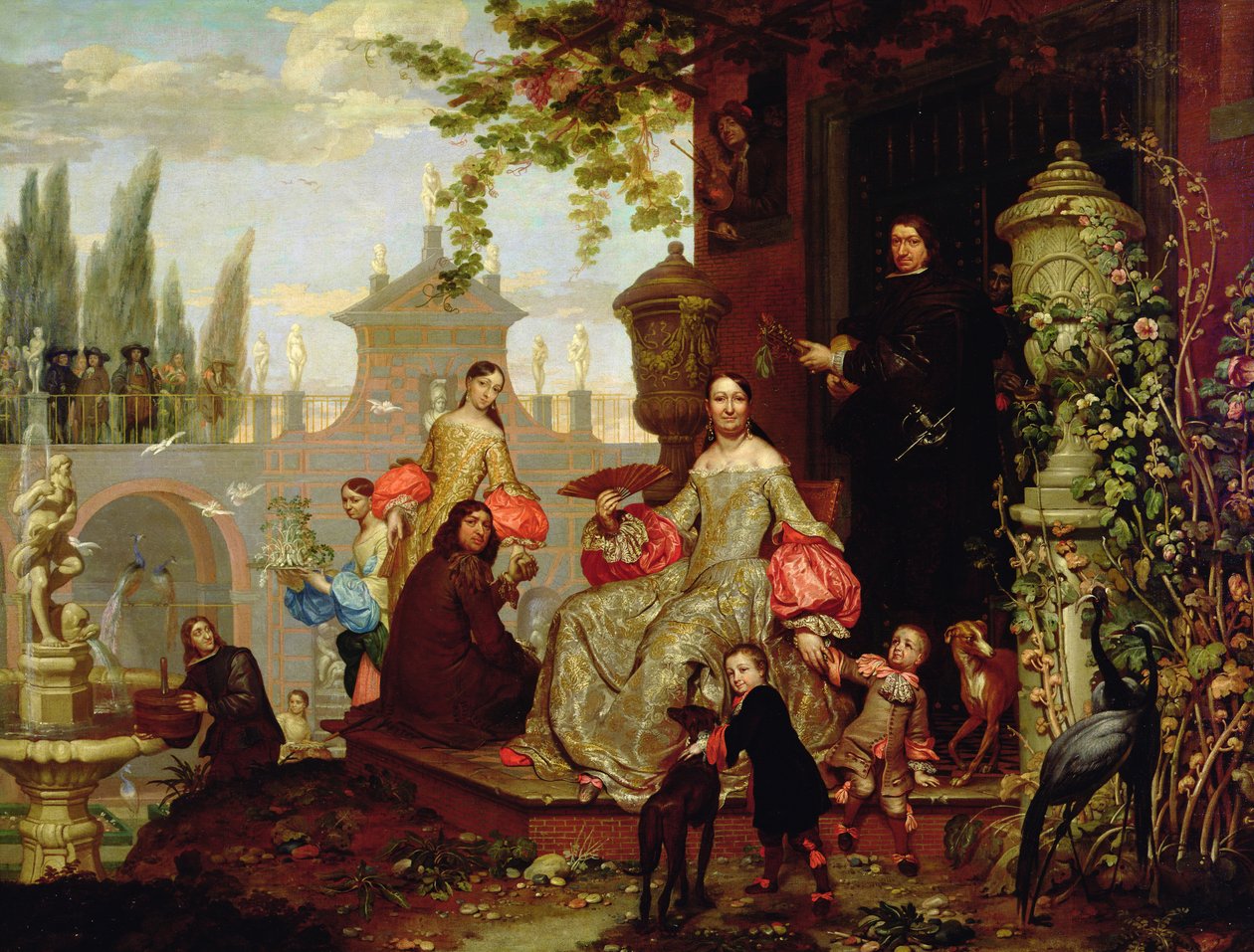 Portrett av en familie i en hage, 1680 av Jan van the Younger Kessel