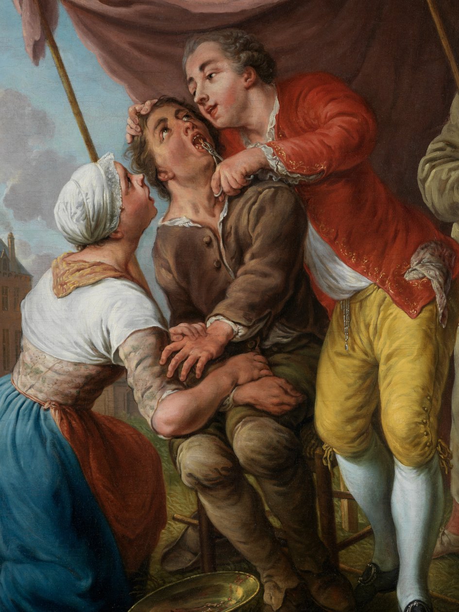 Detalj av tannlegen 'Bellavita' (olje på lerret) av Jan Anton Garemyn