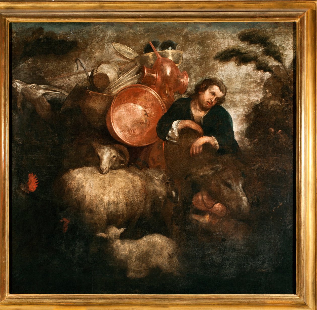 Hyrde med geiter og esel (En hyrde med geiter og rumpe) Maleri av Jan Roos (1591-1638) Genes fra 1600-tallet, Musei di Strada Nuova av Jan Roos