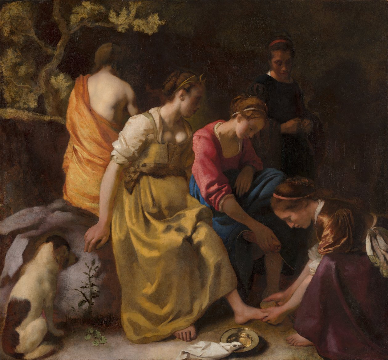 Diana og hennes følgesvenner, ca. 1655-56 (olje på lerret) av Johannes Vermeer