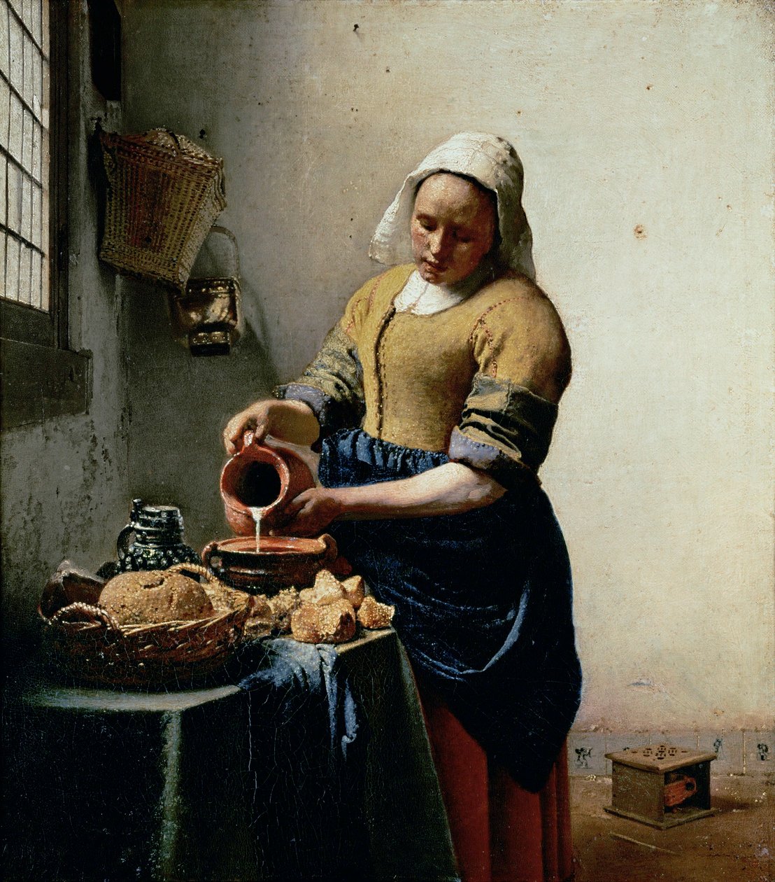 Melkepiken … (maleri på lerret) av Jan (1632-75) Vermeer