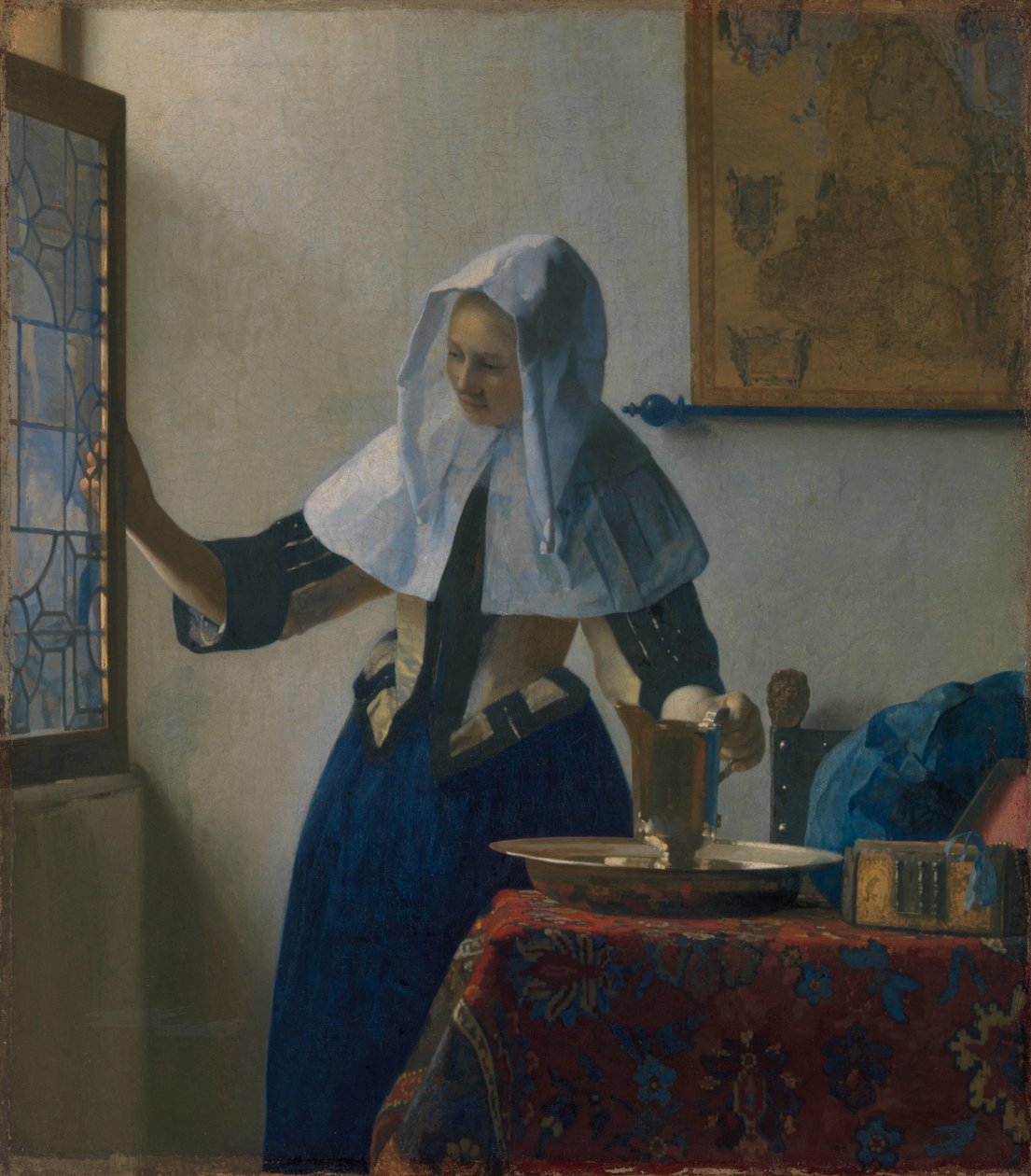 Ung kvinne med en vannkanne, ca. 1662 (olje på lerret) av Johannes Vermeer
