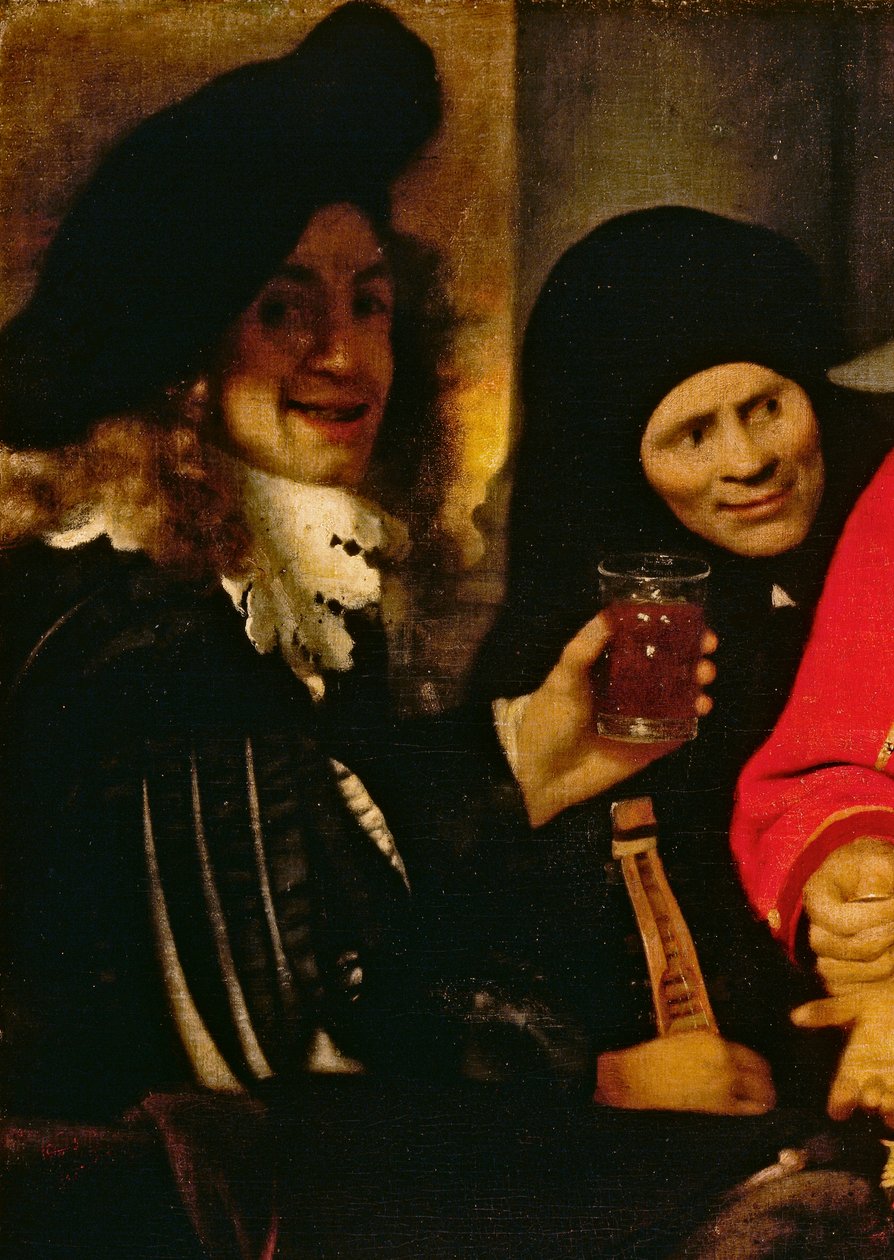 Musiker og Procuress, detalj fra The Procuress av Jan Vermeer van Delft