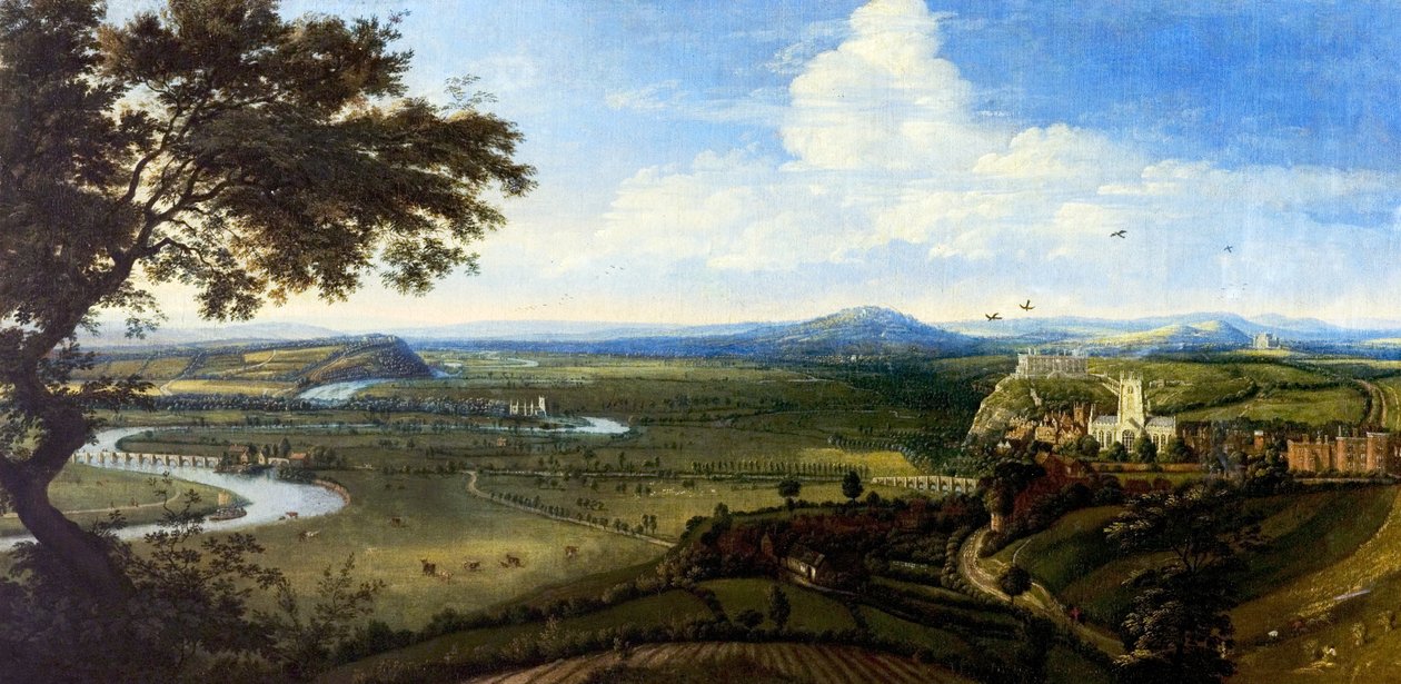 Utsikt over Nottingham fra øst, ca. 1695 (olje på lerret) av Jan (attr.to) Siberechts