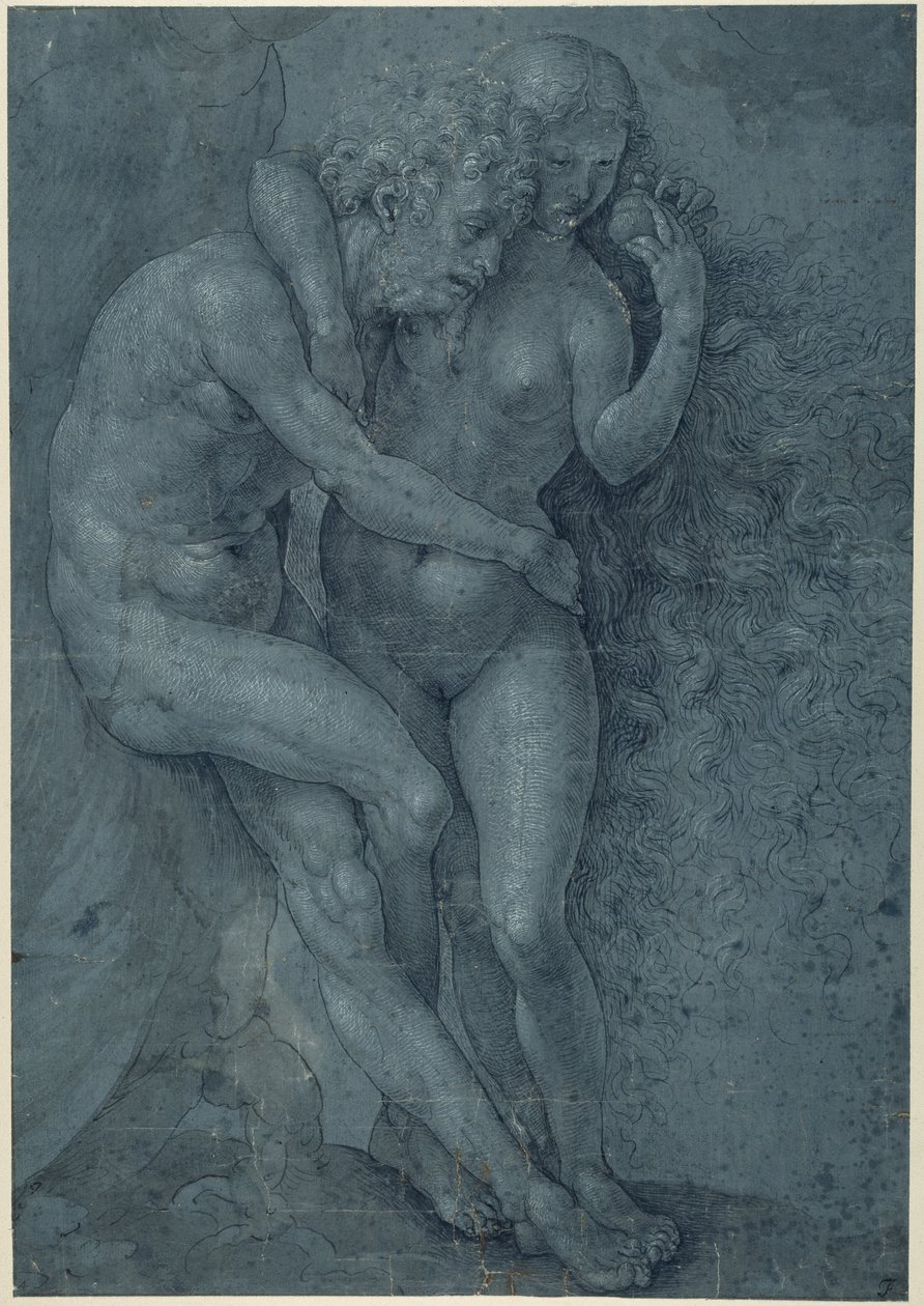 Adam og Eva (penn og svart blekk med hvit kroppsfarge på papir) av Jan (c.1472 c.1533) Gossaert