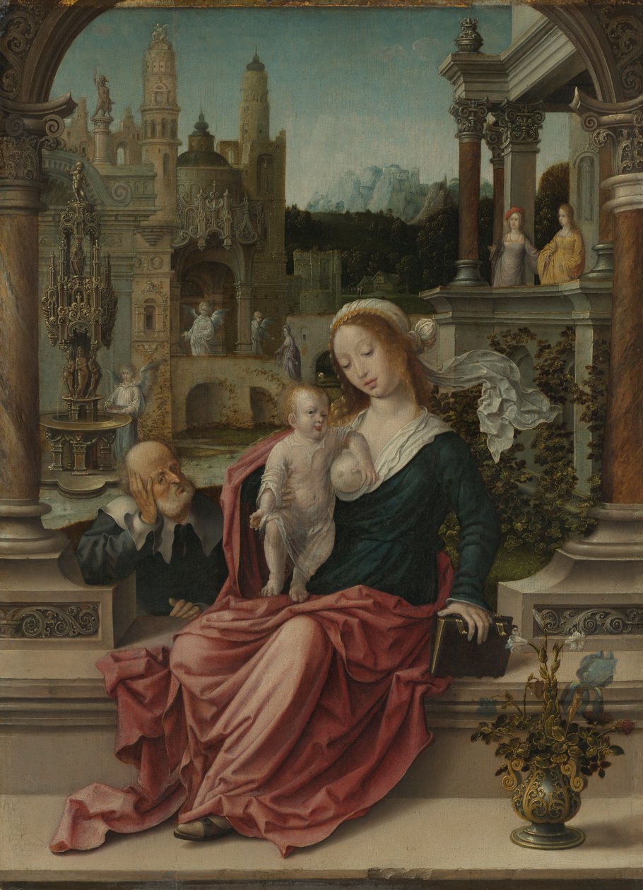 Den hellige familie, ca. 1507-8 (olje på panel) av Jan (c.1472 c.1533) Gossaert