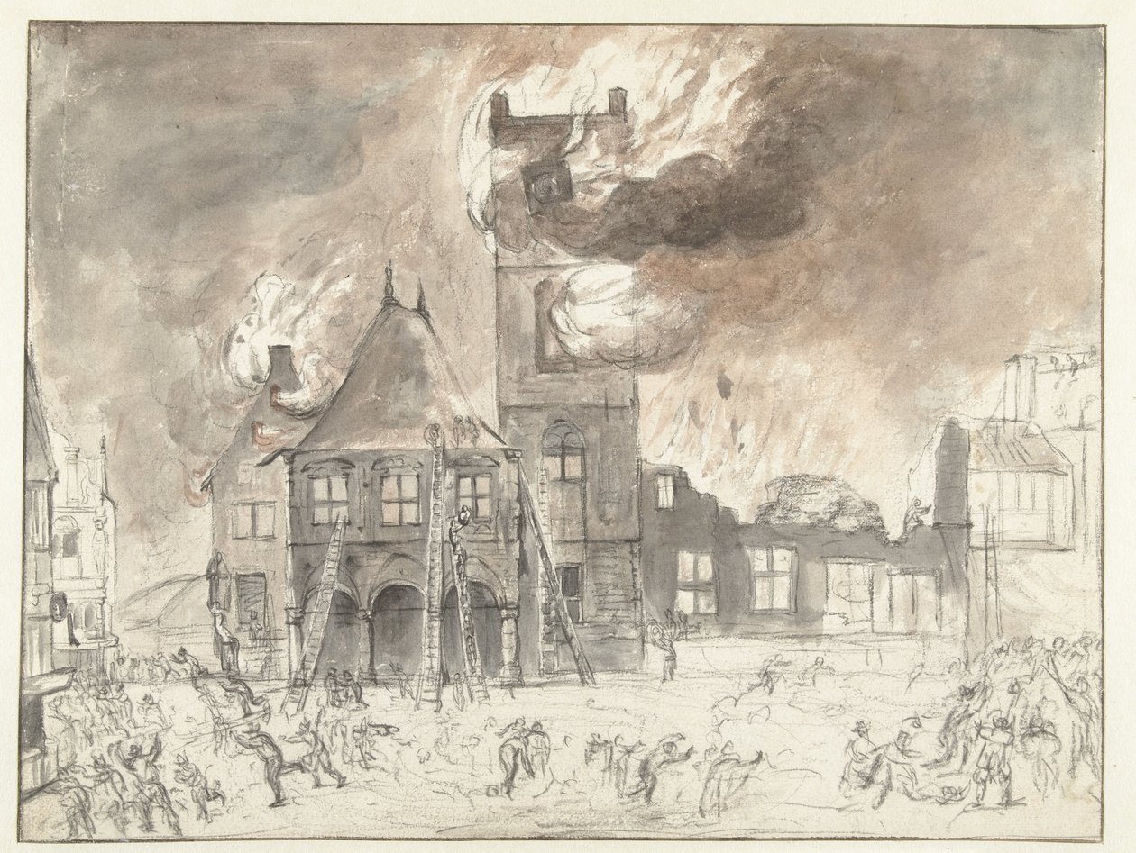 Brann i det gamle rådhuset i Amsterdam av Jan Abrahamsz. Beerstraten (possibly)