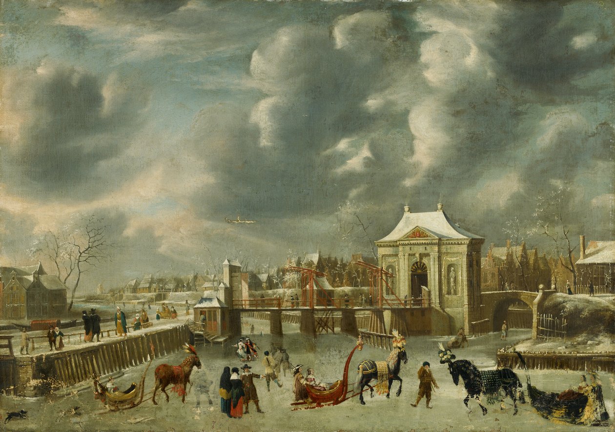 Heiligewegpoort om vinteren av Jan Abrahamsz. Beerstraten