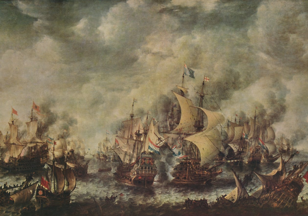 Sjøkamp mellom engelskmennene og nederlenderne Off Ter Heyde, august 1653, 1914. av Jan Abrahamsz. Beerstraten
