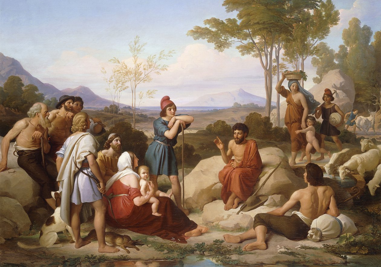 Aesop forteller en fabel, av Jan Adam Janszoon Kruseman