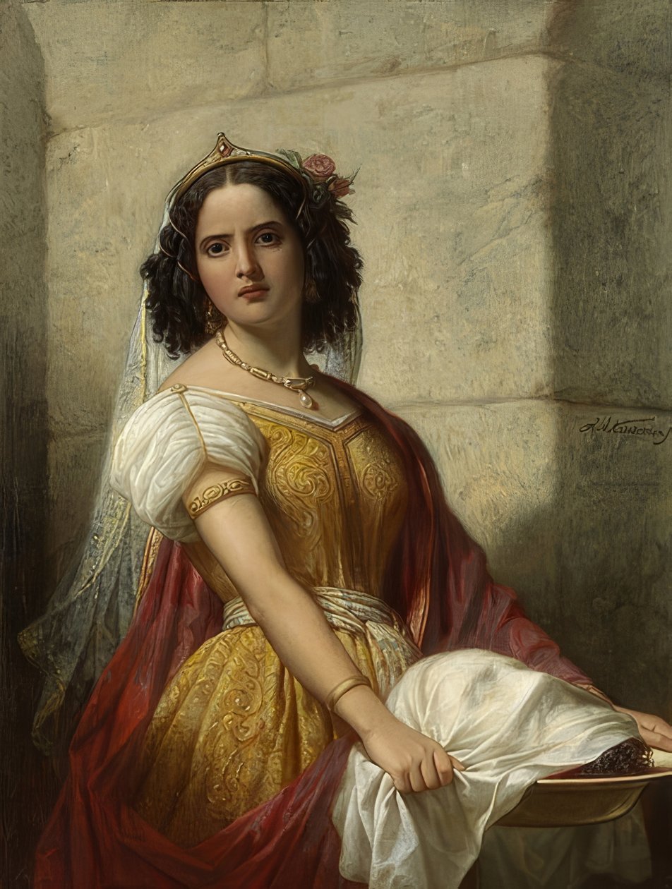 Salome med hodet til døperen Johannes. Rundt 1861 av Jan Adam Janszoon Kruseman