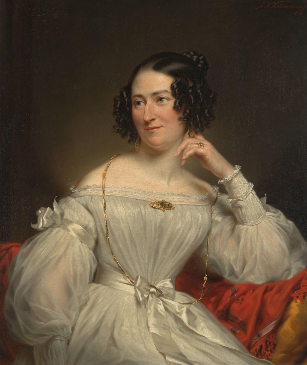 Portrett av Abrahamina Henriëtte Wurfbain (1808-1883), kone til Jacob de Vos Jz av Jan Adam Kruseman (signed by artist)