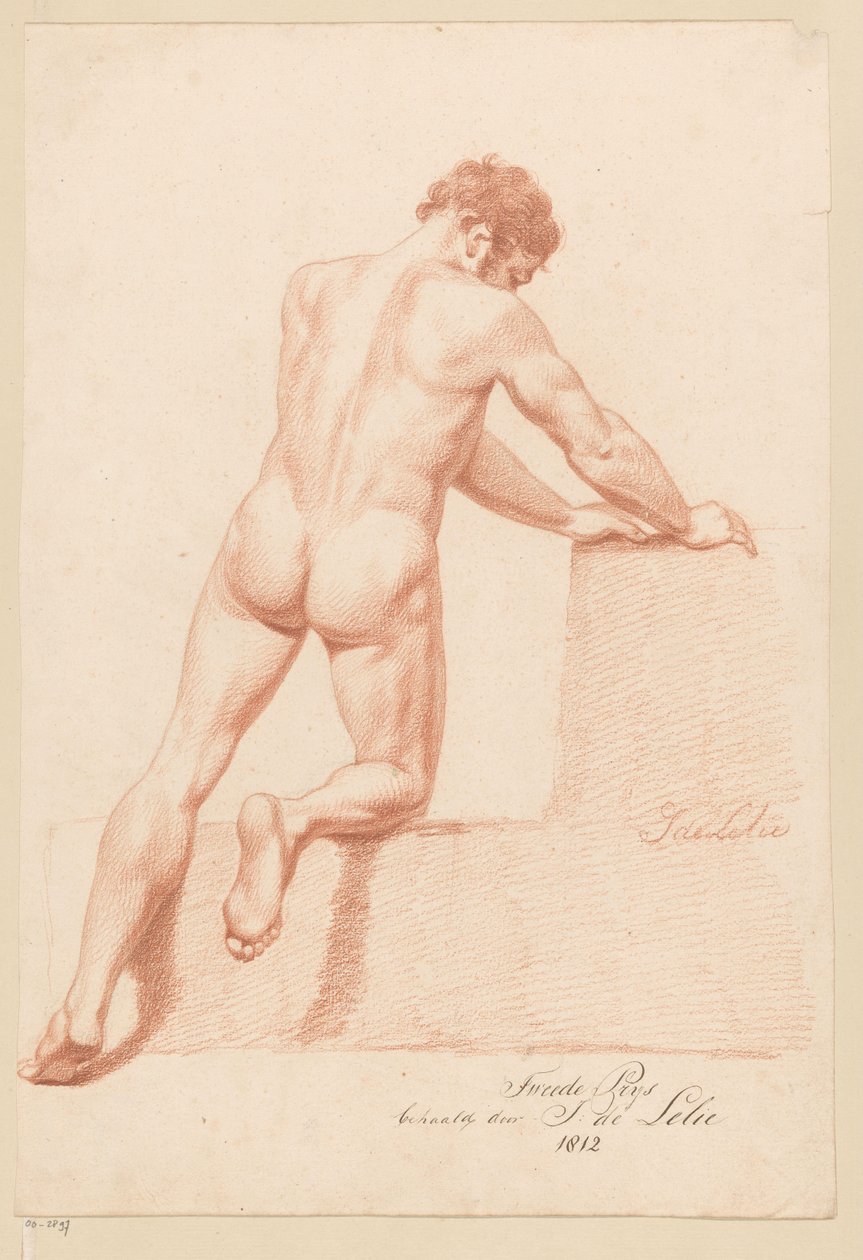 Knelende naken mann, sett fra baksiden (2. pris 1812) av Jan Adriaan Antonie de Lelie