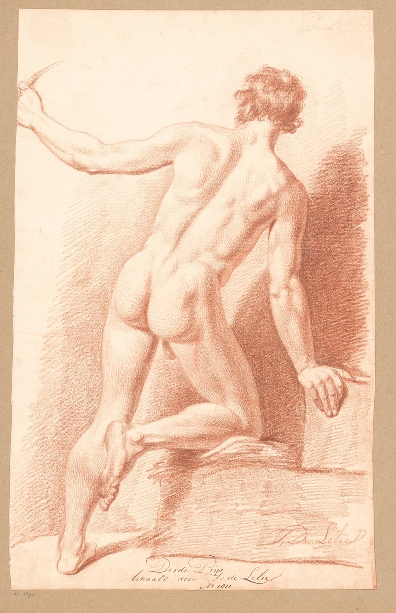 Stående naken mann, sett bakfra (3. premie 1811) av Jan Adriaan Antonie de Lelie