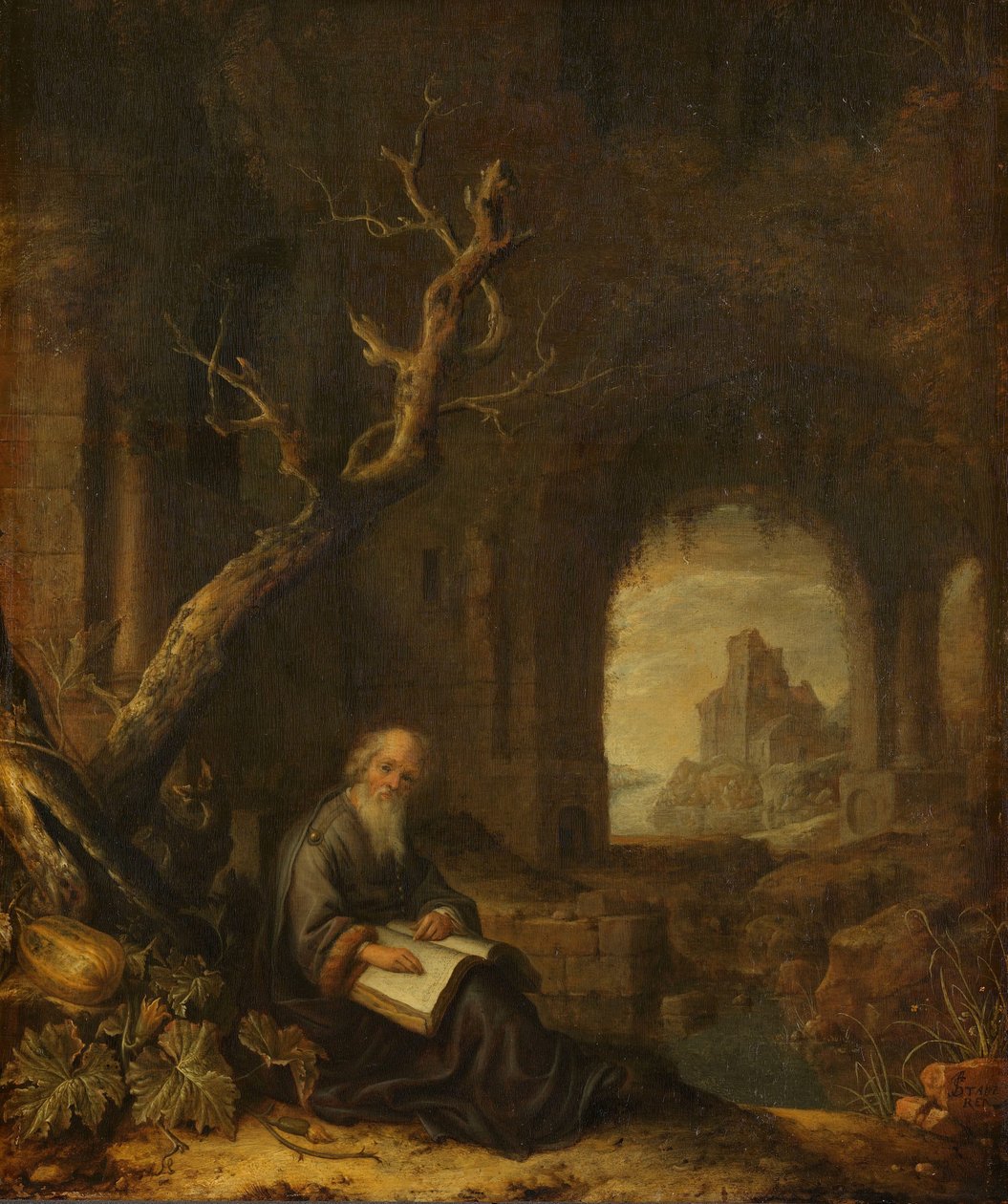 En eremitt i en ruin av Jan Adriaensz. van Staveren