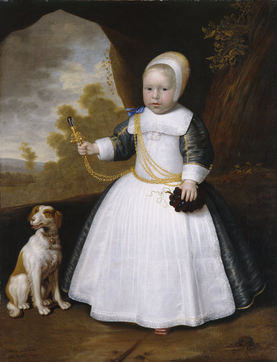 Portrett av en gutt med en hund av Jan Albertsz Rootius