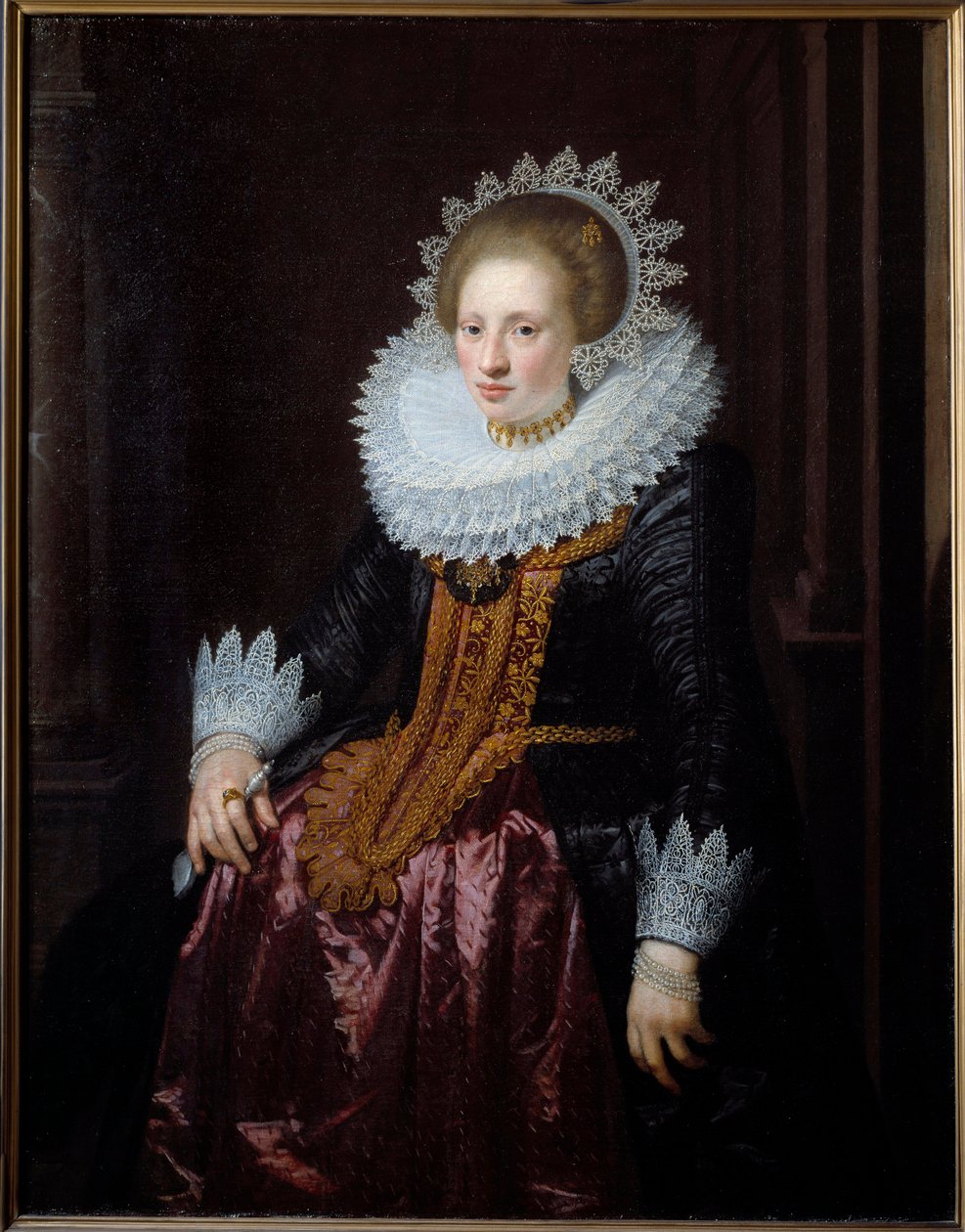 Portrait of Woman Tidligere kjent som Portrait of Madame Vrydags Van Vollenhoven son Maleri av Jan Van Ravesteyn (1570-1657) (ec.holl.) 1620 Søn. 1,34x1,04 m Lille, Musee des Beaux Arts av Jan Anthonisz. van Ravesteyn