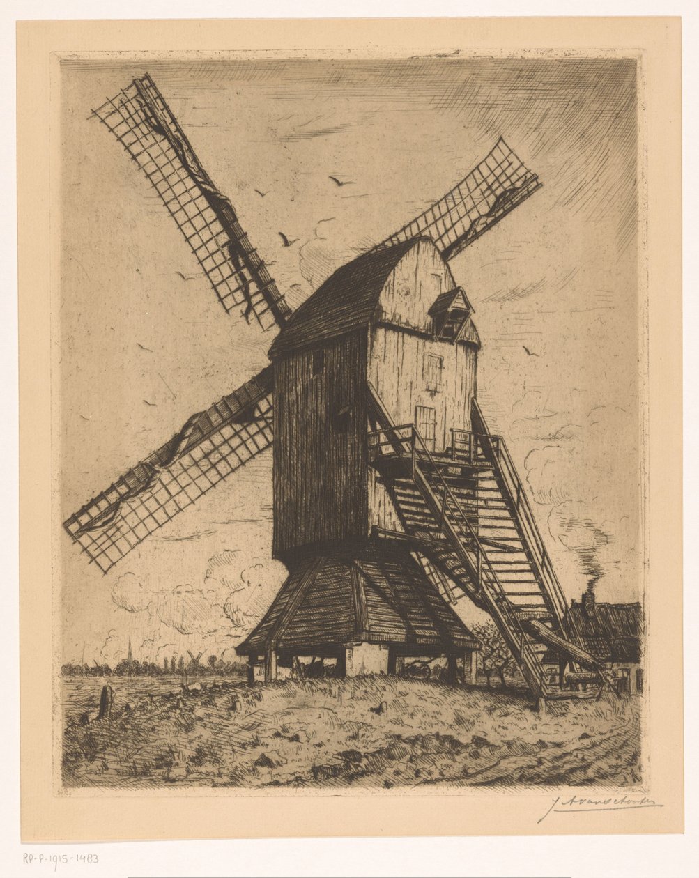 Mølle av Jan Antonius van Schooten (signed by artist)