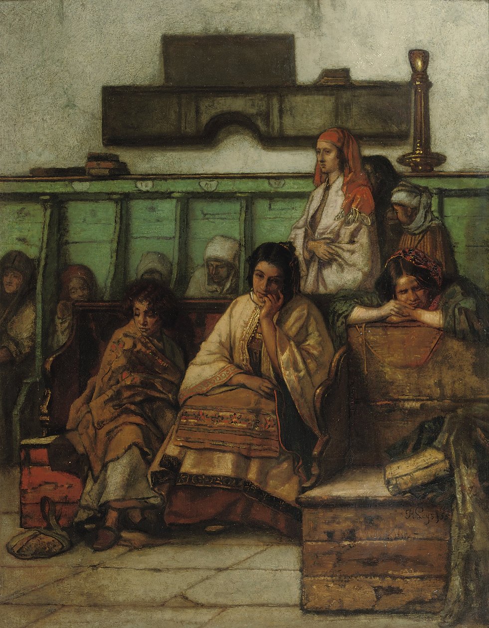 Kvinnebenken i synagogen i Praha, 1855 av Jan August Hendrik Leys
